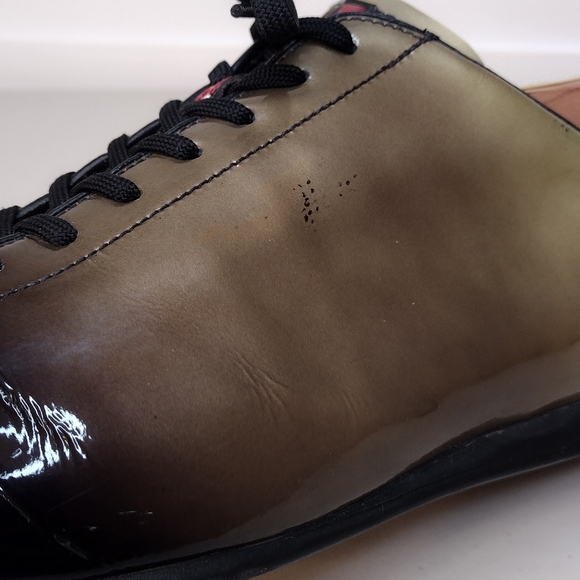 Prada Vintage Men's Ombre Patent Leather Lace Up Golf Athletic Sneakers Size 8 - Picture 15 of 15